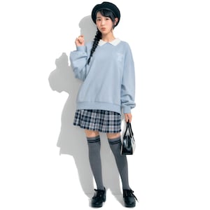 グレイッシュネイビー系チェック／モデル身長161cm・サイズJ-M