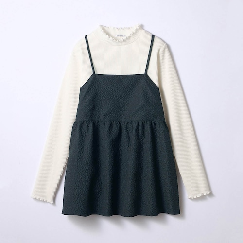 バックデザインぽこぽこビスチェ＆綿混リブメロウプルオーバーセット 【子供服 長袖】