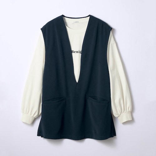 深Ｖサイドスリットロングジレベスト＆綿素材ゆるロングＴシャツセット 【子供服 長袖】