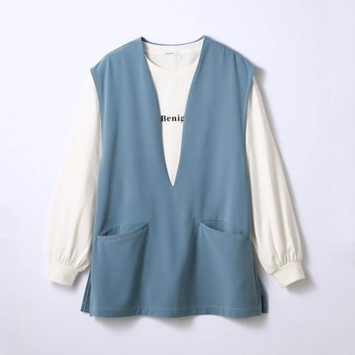 深Ｖサイドスリットロングジレベスト＆綿素材ゆるロングＴシャツセット 【子供服 長袖】