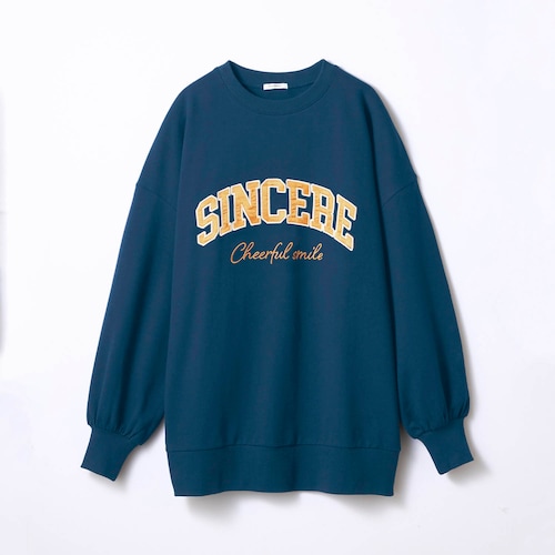 ＼エクリュ再入荷／ カレッジ風ロゴワッペンオーバーサイズ綿ミニ裏毛プルオーバー 【子供服 長袖】