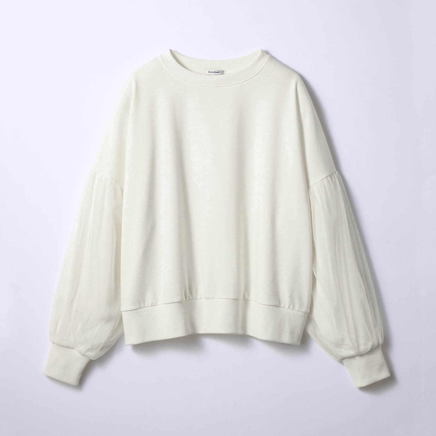 チュールドッキングボリュームスリーブミニ裏毛プルオーバー 【子供服 長袖】 チュールドッキングボリュームスリーブミニ裏毛プルオーバー 【子供服 長袖】