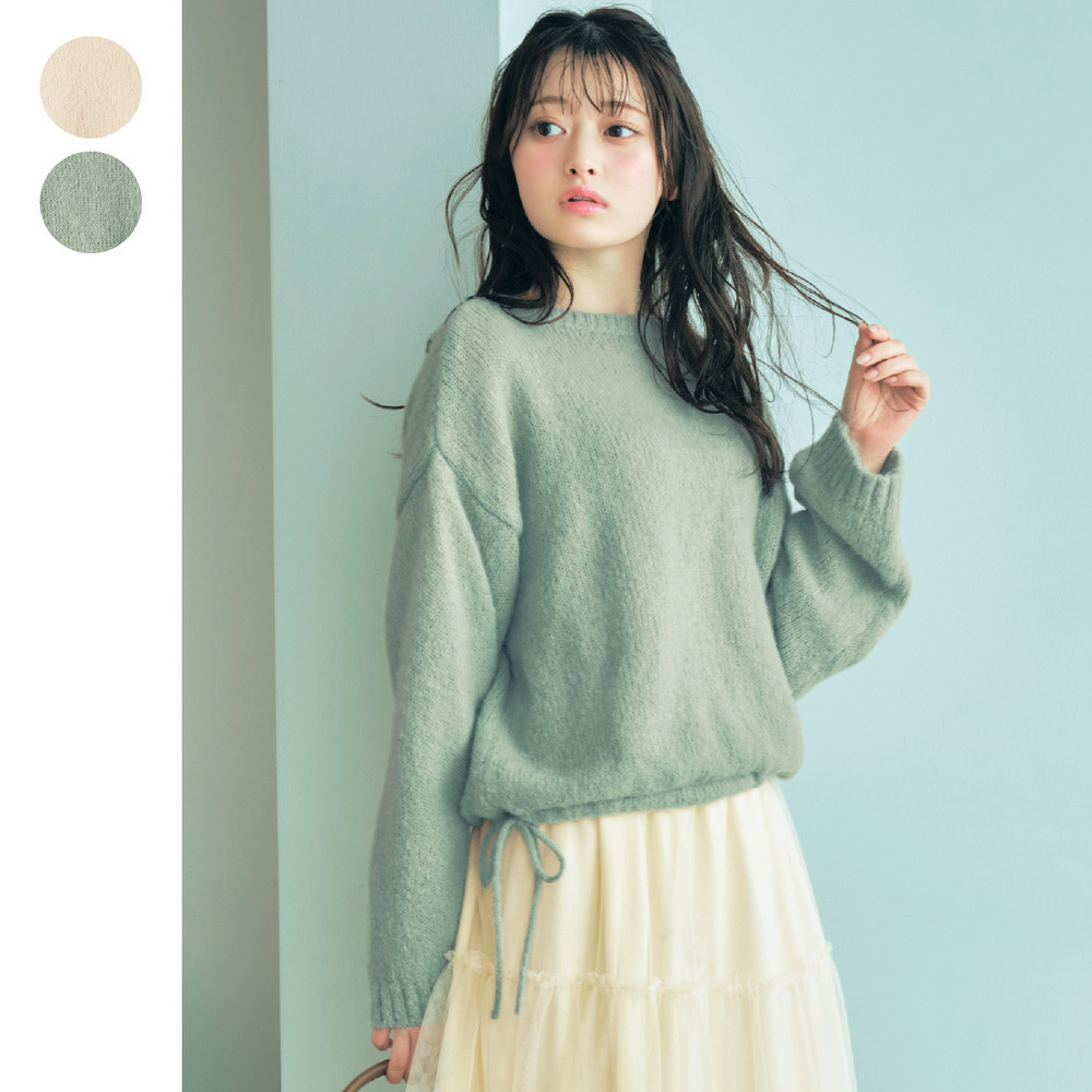 【パペル ラピス/Papel lapiz】モヘヤ風ドロスト2WAY甘編みふわふわニットプルオーバー 【子供服】 【パペル ラピス/Papel lapiz】モヘヤ風ドロスト2WAY甘編みふわふわニットプルオーバー 【子供服】