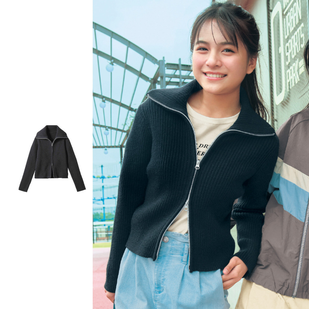 【パペル ラピス/Papel lapiz】ショート丈ダブルジップニットカーディガン 【子供服】