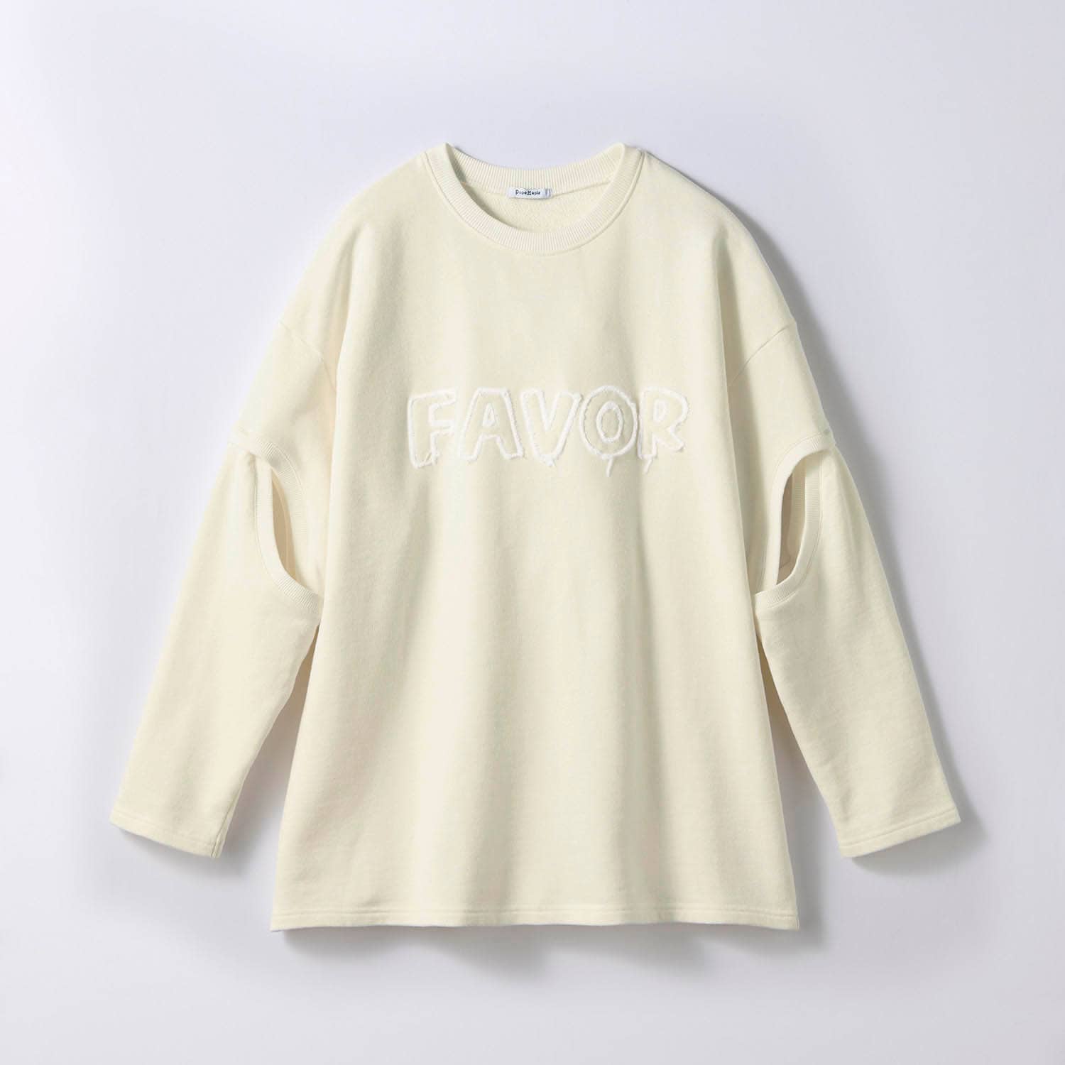 【パペル ラピス/Papel lapiz】ダメージほつれ加工ワッペンオープンスリーブ綿裏毛スウェットプルオーバー 【子供服 長袖】