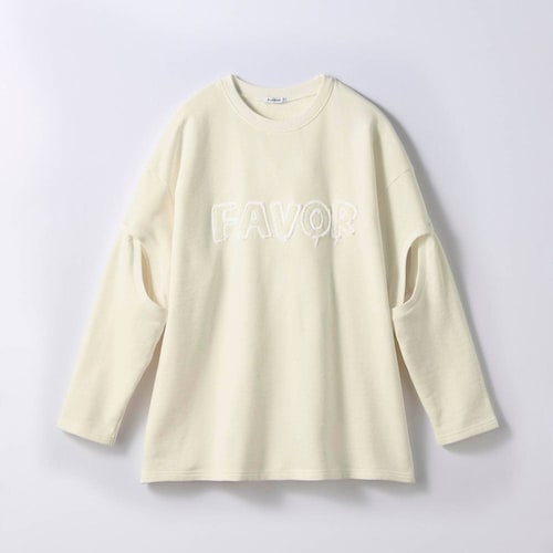 ダメージほつれ加工ワッペンオープンスリーブ綿裏毛スウェットプルオーバー 【子供服 長袖】