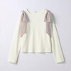 【パペル ラピス/Papel lapiz】ショルダービッグリボン付き綿混リブ見えプルオーバー 【子供服 長袖】