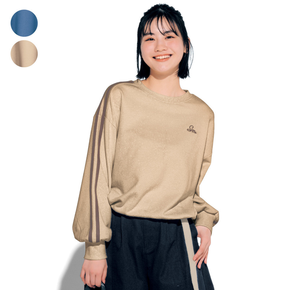 【STANDARD me】袖ラインドロストデザイン綿裏毛プルオーバー 【子供服 長袖】 【STANDARD me】袖ラインドロストデザイン綿裏毛プルオーバー 【子供服 長袖】