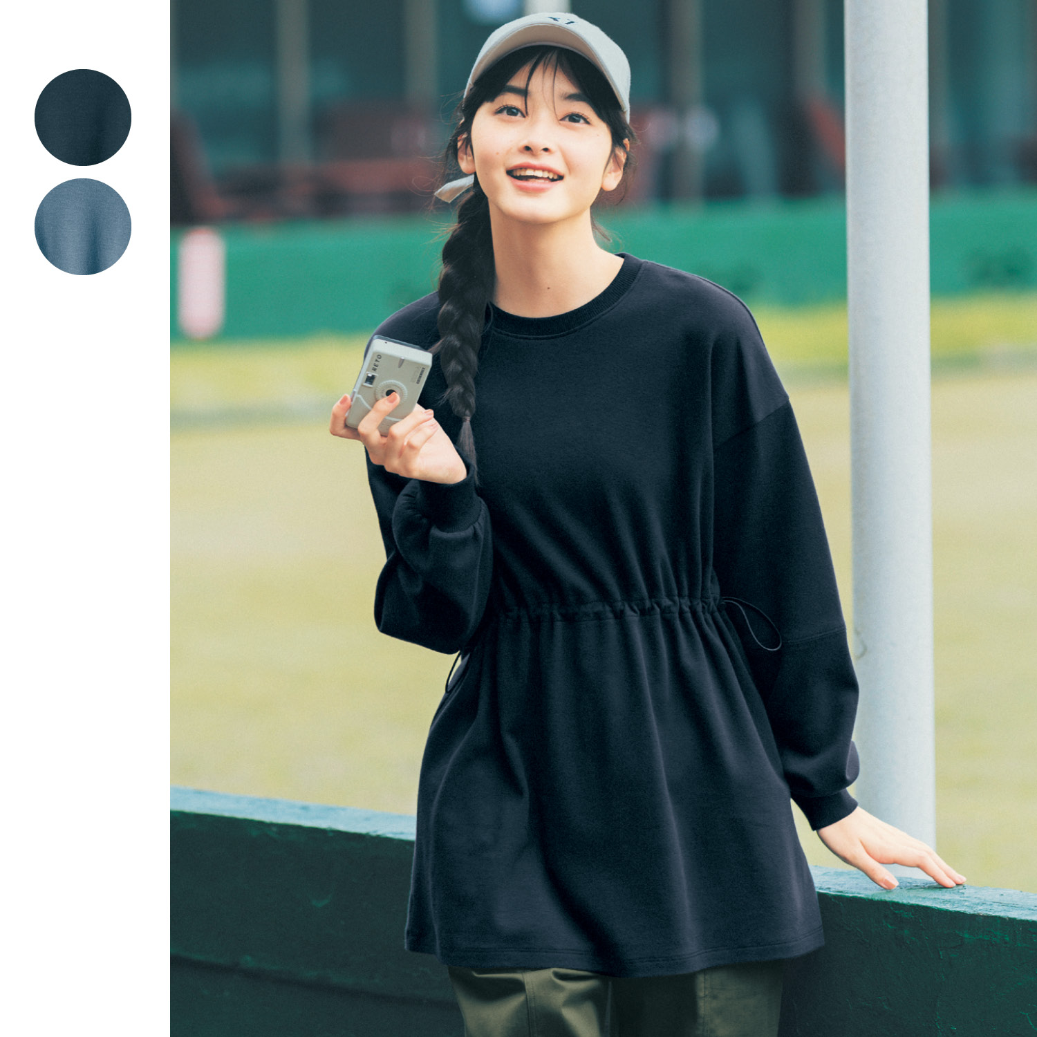 【STANDARD me】ウエストドロストデザインコットンポンチチュニック丈プルオーバー 【子供服 長袖】