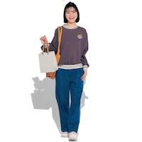 ブルー（デニム）／モデル身長164cm・サイズJ-M