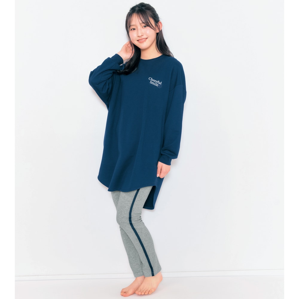 裏起毛オーバーシルエットスウェットワンピース＆綿素材レギンス