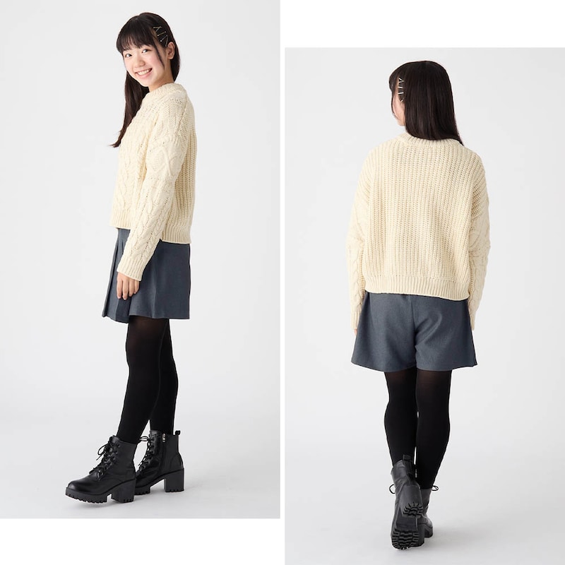 チャコールグレー／モデル身長151.5cm・J-XS（145～155）サイズ着用