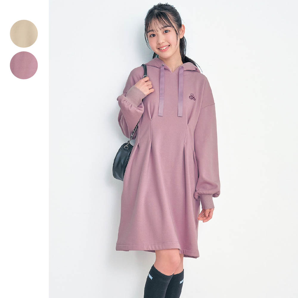 【パペル ラピス/Papel lapiz】ふわほか裏シャギータックパーカミニワンピース 【子供服】 【パペル ラピス/Papel lapiz】ふわほか裏シャギータックパーカミニワンピース 【子供服】