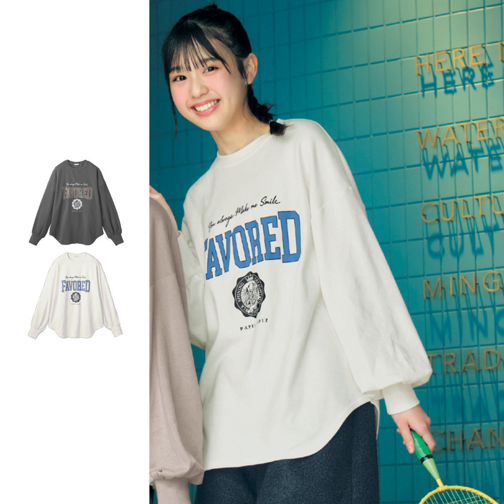 【パペル ラピス/Papel lapiz】綿素材微起毛ラウンドヘムプルオーバー 【子供服】 【パペル ラピス/Papel lapiz】綿素材微起毛ラウンドヘムプルオーバー 【子供服】