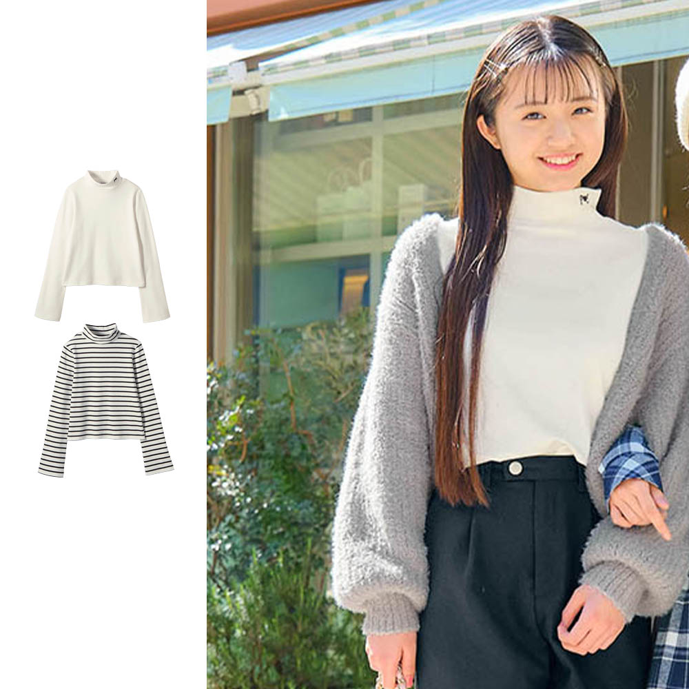 【パペル ラピス/Papel lapiz】袖フレア綿素材微起毛タートルプルオーバー 【子供服】 【パペル ラピス/Papel lapiz】袖フレア綿素材微起毛タートルプルオーバー 【子供服】