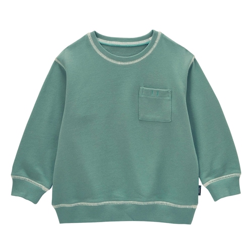 名札ココ配色ステッチ裏毛スウェットシャツ 【子供服 無地】