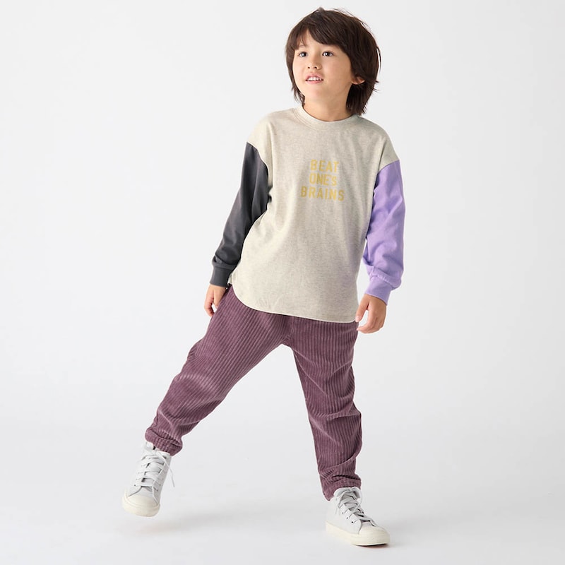 オートミール×チャコール×パープル／モデル身長109cm・110サイズ着用