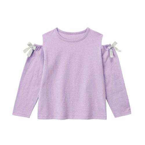 肩見せリボン付き長袖Ｔシャツ 【子供服】