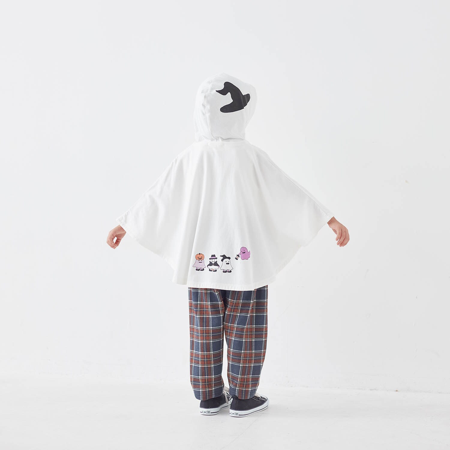 ぬい服 ターコイズ サロペット、白おばけポンチョ no457 メメルサイズ