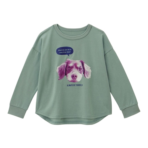 アニマル転写プリント袖リブ長袖Ｔシャツ 【子供服】