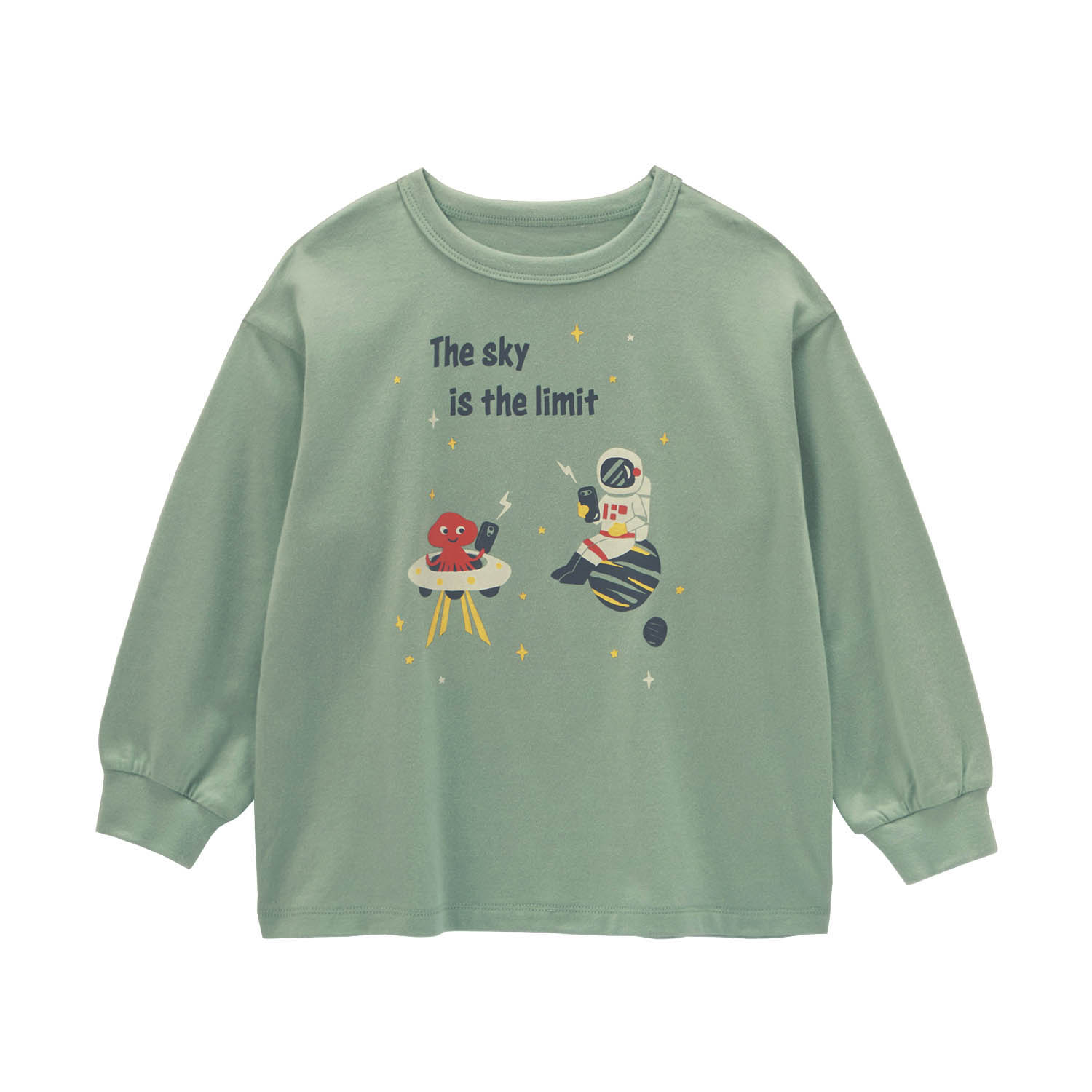 【ジータ/GITA】宇宙プリント袖リブ長袖Tシャツ 【子供服】