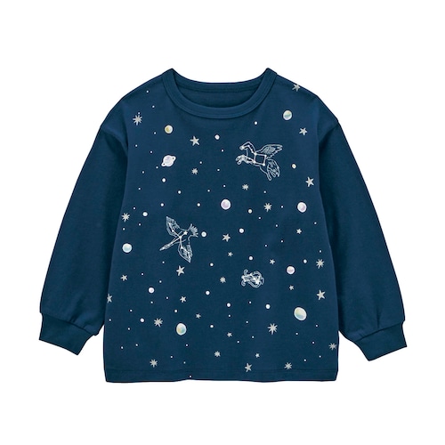 宇宙プリント袖リブ長袖Ｔシャツ 【子供服】