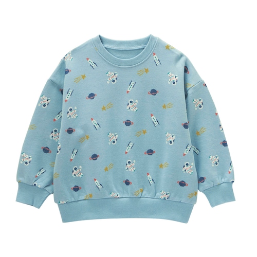 宇宙プリント裏毛スウェットシャツ 【子供服】