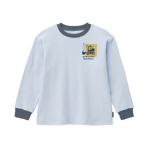 のりものプリントやわらかスムース袖リブ長袖Ｔシャツ 【子供服】
