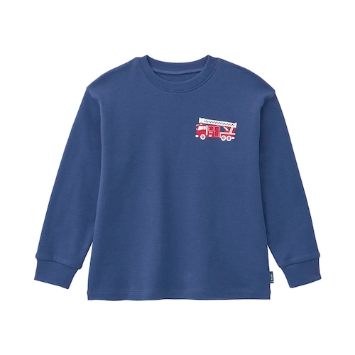 のりものプリントやわらかスムース袖リブ長袖Ｔシャツ 【子供服】