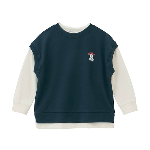 ベストレイヤード風刺繍入り長袖Ｔシャツ 【子供服】