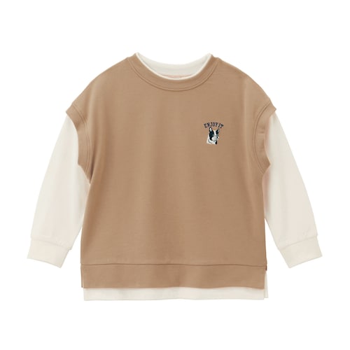 ベストレイヤード風刺繍入り長袖Ｔシャツ 【子供服】