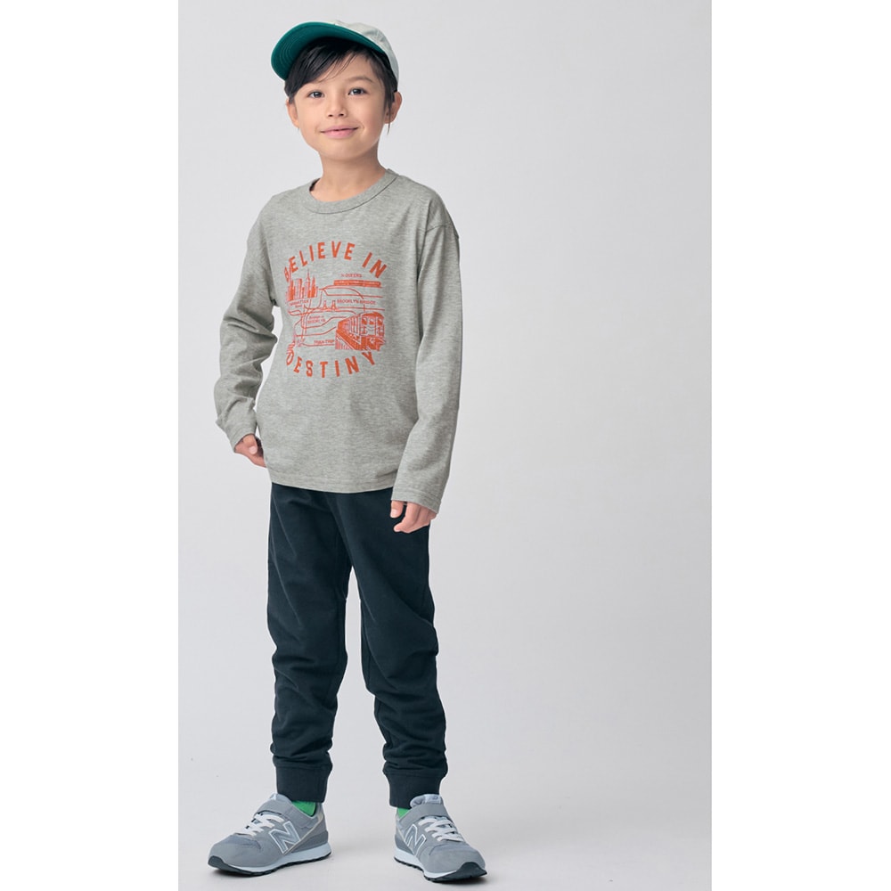 毎日使える着回し抜群裾リブロングパンツ2色セット 【子供ズボン