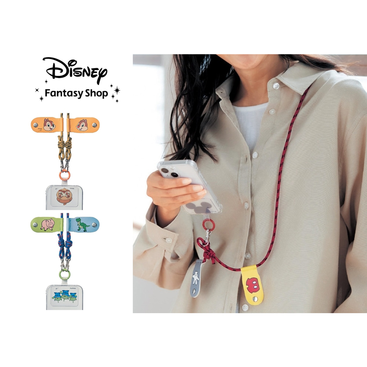 【ディズニー/Disney】ホルダー付きスマホショルダーストラップ(選べるキャラクター)