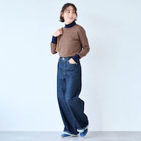 モデル身長162cm／M（ブラウンボーダー）