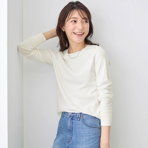 ふんわりコットンクルーネック長袖Tシャツ