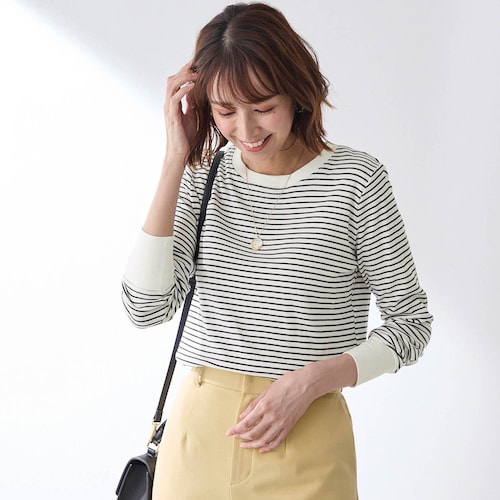 ふんわりコットンクルーネック長袖Tシャツ