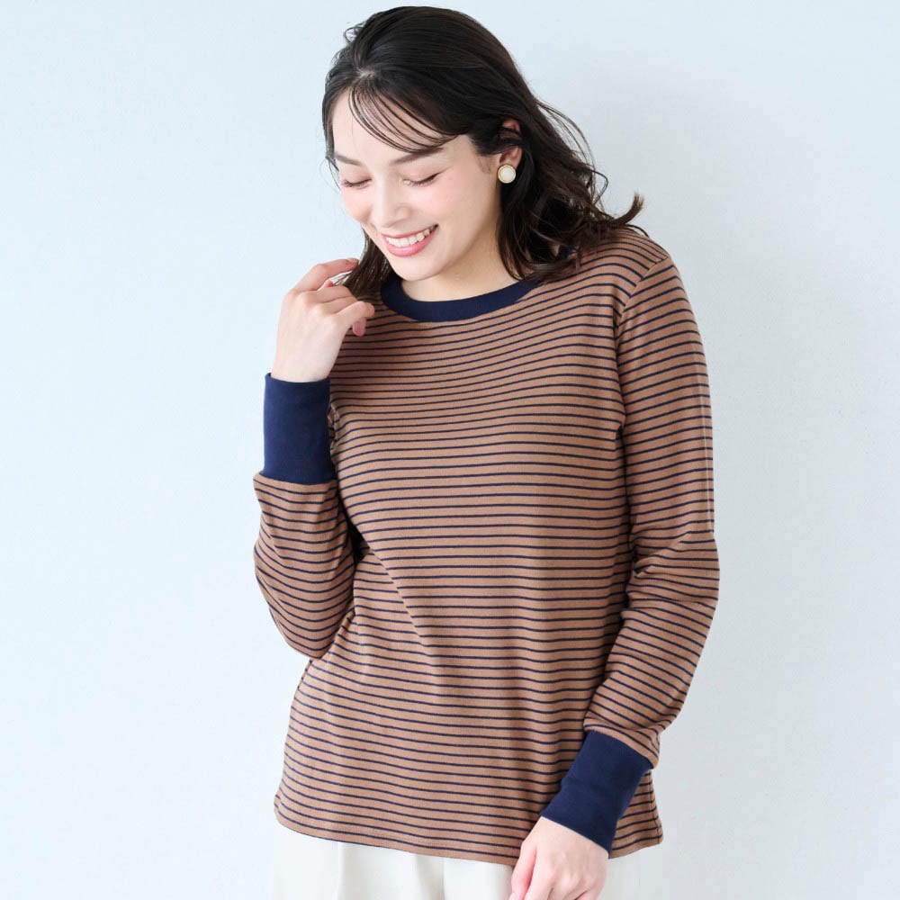 新色追加】 きこまぬコットンクルーネック長袖Tシャツ(ホット