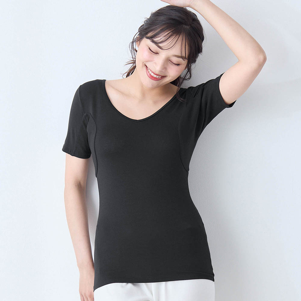 汗取りインナー・前後Vネック三分袖ストレッチタイプ(大汗さん) 汗取りインナー・前後Vネック三分袖ストレッチタイプ(大汗さん)