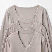上）当商品　中）同シリーズクルーネック　下）同シリーズVネック