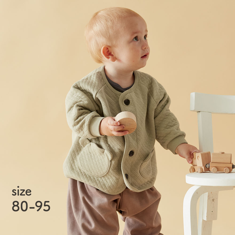 【ベルメゾン】アニマルかわいいニットキルトカーディガン 【ベビー服 長袖】