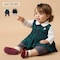 おめかし気分のジャンスカレイヤード風前開きカエルロンパース 【ベビー服 長袖】