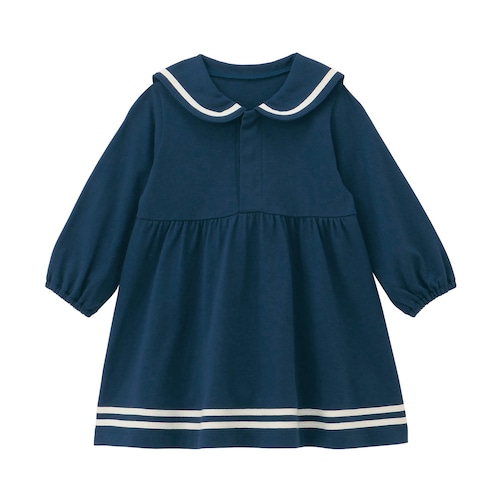 セーラー襟長袖ワンピース 【ベビー服】