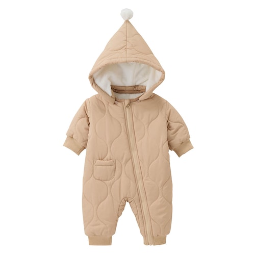 とんがり帽子の中わた前開きジャンプスーツ 【ベビー服 防寒】
