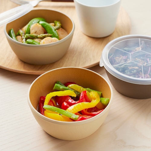 食洗機・レンジ対応 フタ付ボウル【抗菌】＜同色２個組＞ ［日本製］