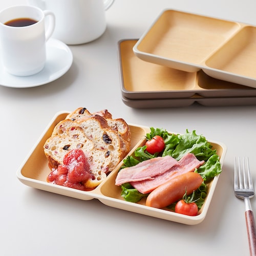 食洗機・レンジ対応 ランチプレート【抗菌／２仕切りタイプ】＜同色２枚組＞ ［日本製］