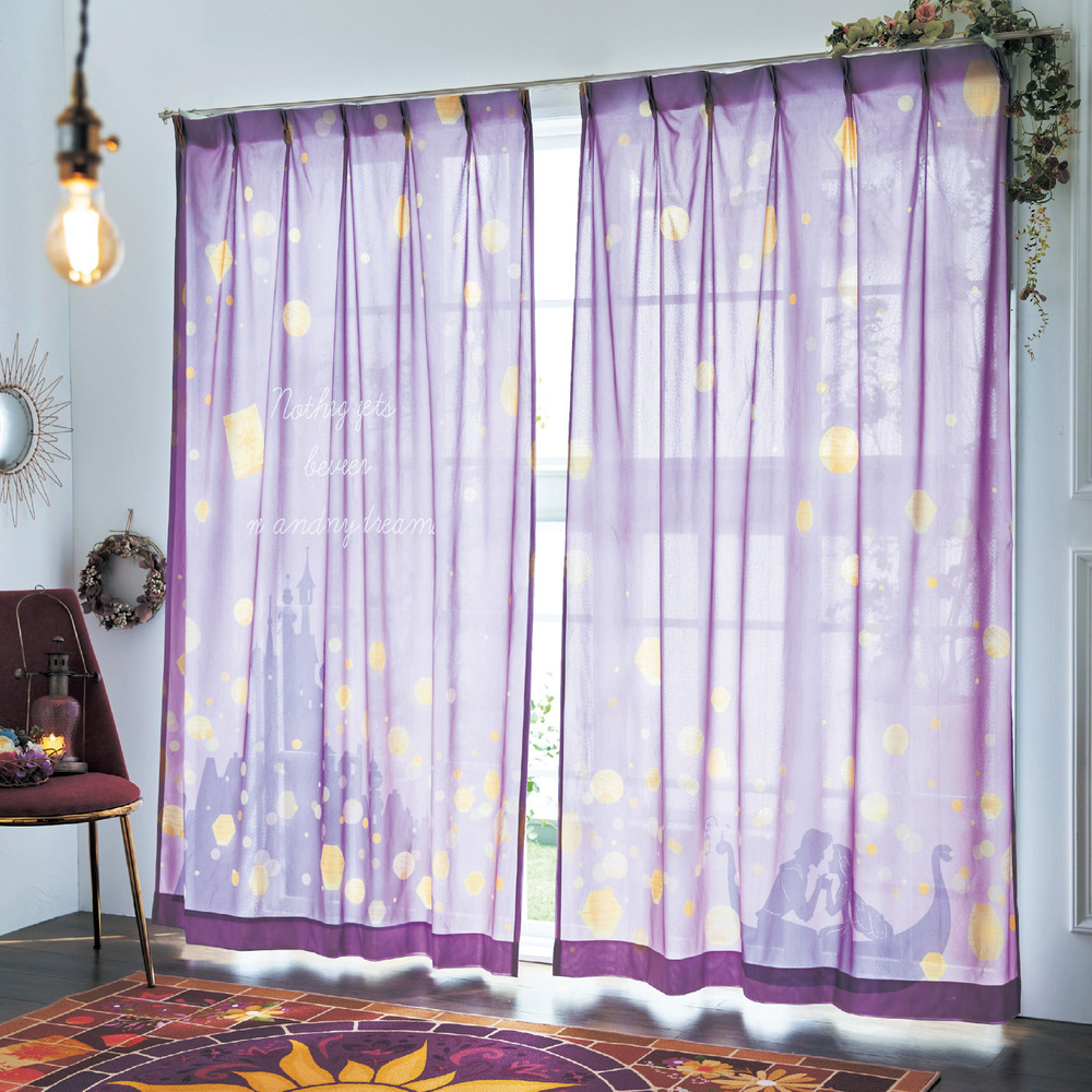 【ディズニー/Disney】一枚絵のようなUVカット・遮熱・ミラーレースカーテン「ラプンツェル」 【ディズニー/Disney】一枚絵のようなUVカット・遮熱・ミラーレースカーテン「ラプンツェル」