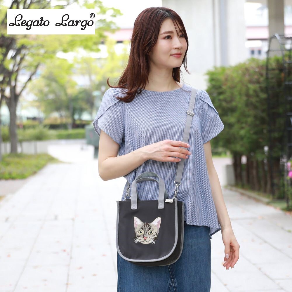 【レガート ラルゴ/Legato Largo】ネコ刺繍 ショルダーバッグ(2WAY)