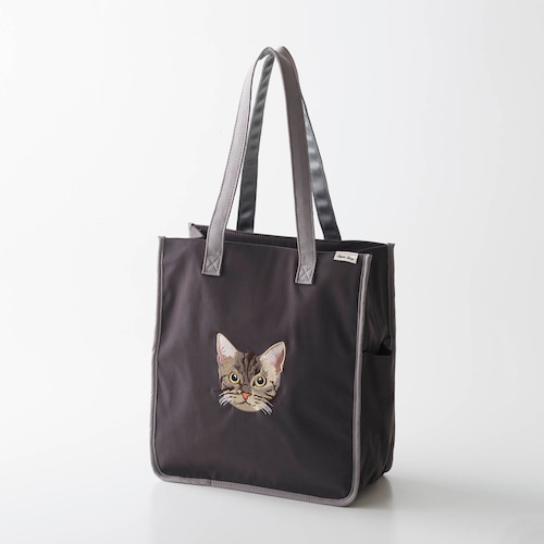 ネコ刺繍 A4対応トートバッグ