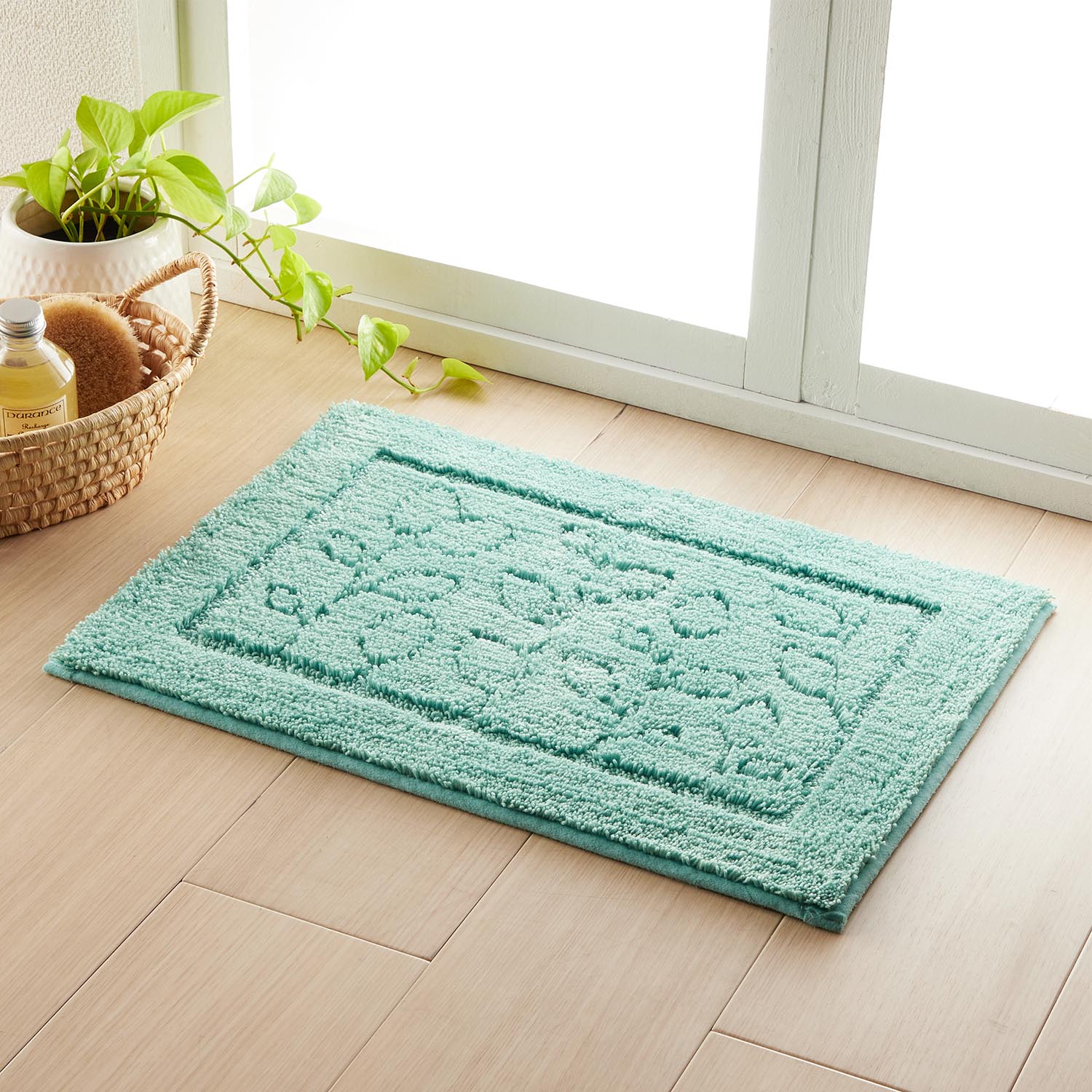 【乾度良好(かんどりょうこう)】吸水・抗菌防臭のリーフ柄バスマット 【乾度良好(かんどりょうこう)】吸水・抗菌防臭のリーフ柄バスマット