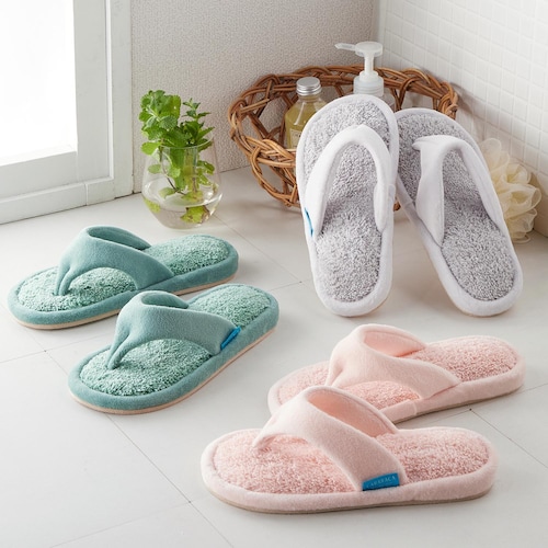 吸水・抗菌防臭生地使用の洗えるトングスリッパ